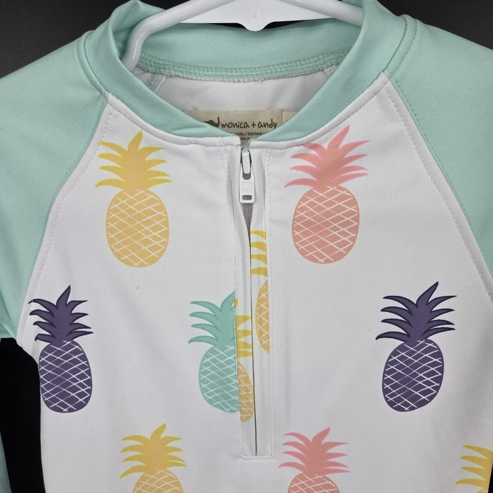 Monica and Andy Kids Rash Guard Swimsuit 18-24 Months Pineapple Print